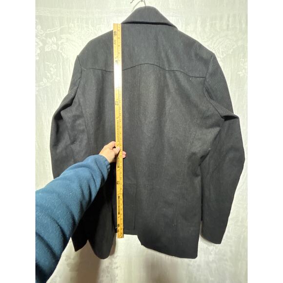 Pronto Uomo Coat 2XL TALL Charcoal Gray Plaid Wool Blend NEW Double Breasted Pea - Picture 11 of 11